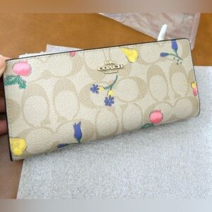Coach Slim Wallet in Signature Canvas With Dreamy Veggie Print